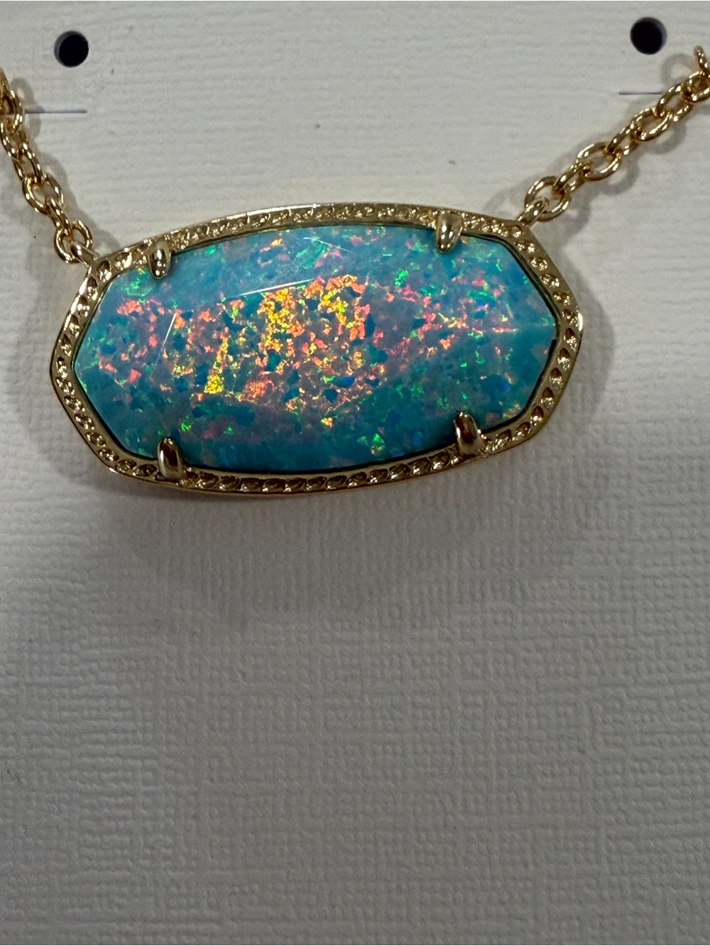 Kendra Scott Iridescent Blue Opal Elle Pendant Necklace - Gold - Picture 2 of 2